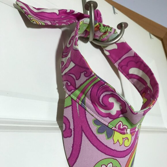 ETRO Milano Women's Visor -Pink Purple Green Orange Print -Tie Detail Sz M NWOT - Picture 5 of 16